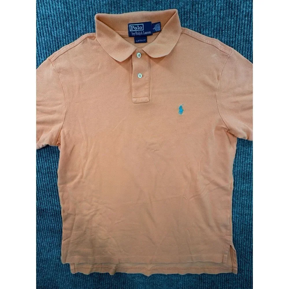 Polo Ralph Lauren Polo Men's Large Coral Orange Short Sleeve Shirt‎ Cotton